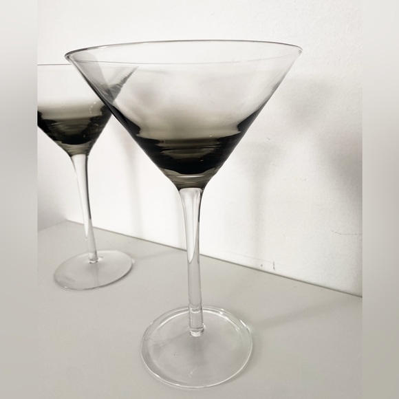Vintage Smokey Grey Martini Glasses with stem - Set of 3 - Picture 6 of 7